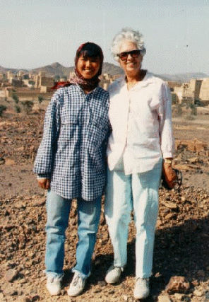 Me with Gladys, who had been a nurse at Emory for 27 years, in village outside of Sadah. [October 1992]